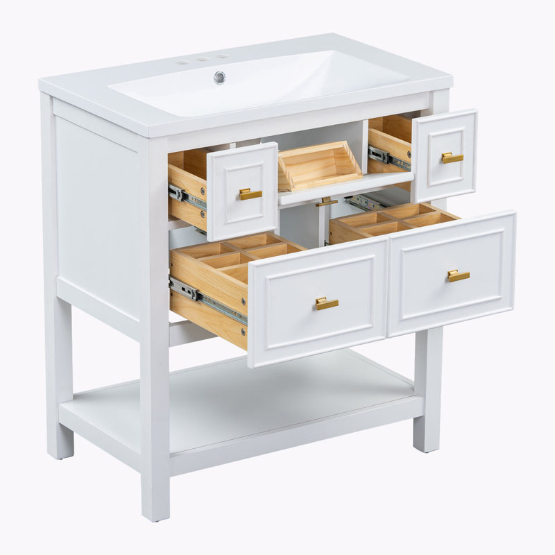 Meuble-lavabo avec lavabo pour la salle de bain, Blanc