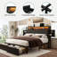 Très grande base de lit tapissier très grand avec tiroirs de rangement sous le lit, lumière DEL et multiprise noir-133598609-133598611