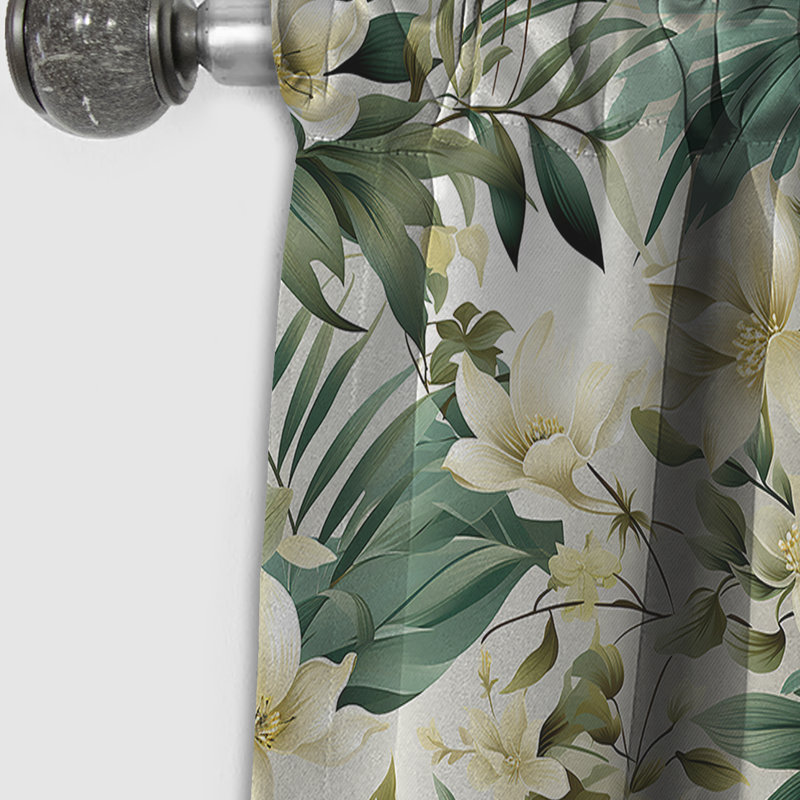 Neutre Oasis Iii motif tropical II - rideau floral - rideau occultant floral - 1 panneaux, L 52 po x L 95 po