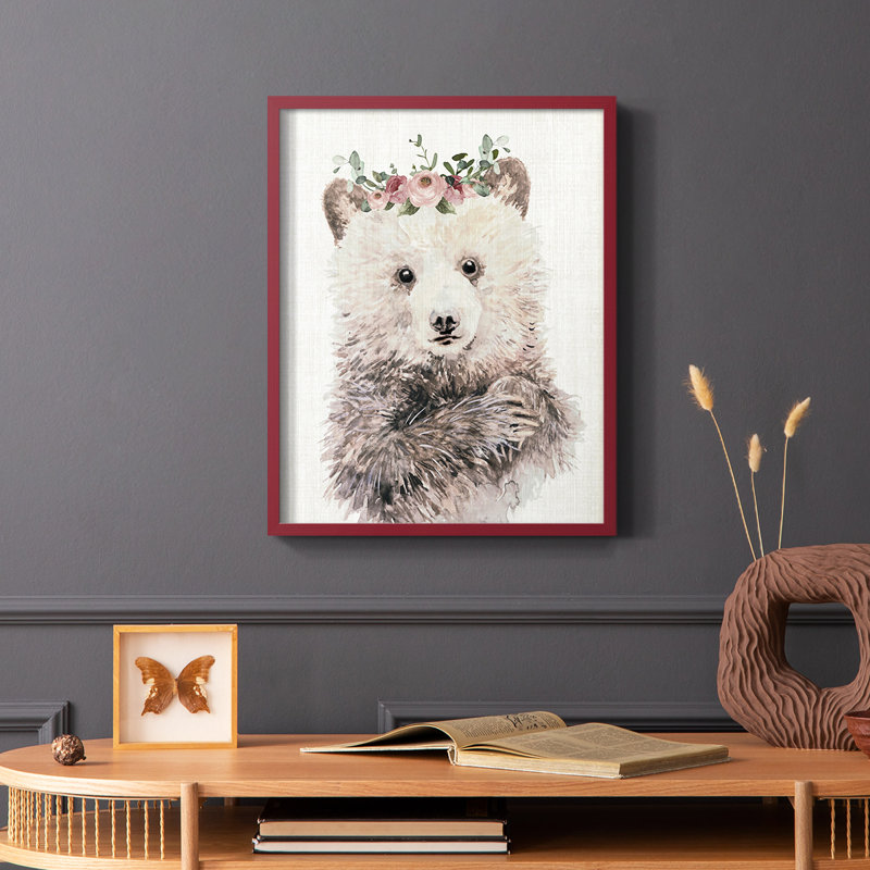 Dressy Cub, reproduction encadrée - bois massif, Rouge, H 10 po x l 8 po