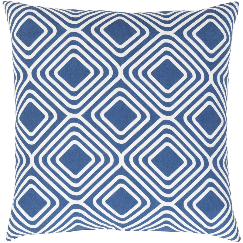 Ballina Cotton Throw Pillow, 18" H x 18" W x 4" D, Dark Blue