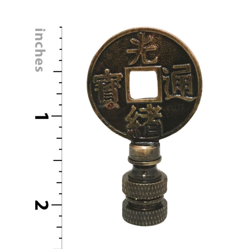 Faîteau de lampe symbol asiatique, Laiton antique