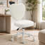 Fauteuil de bureau sans accoudoirs, coiffeuse de maquillage en tissu moderne en forme de cœur, roues pivotantes, hauteur réglable, blanc