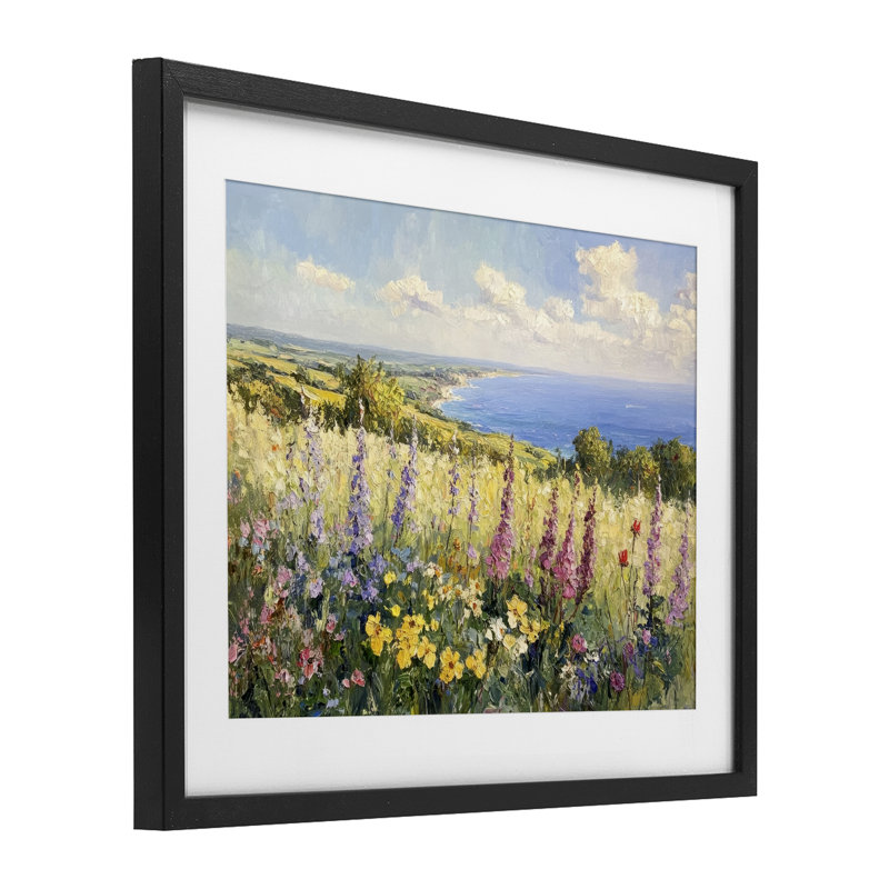 «Pastel Hyacinth Seaside Garden», reproduction sous verre encadrée, design par Petal Prints Design, H 13 po x l 16 po