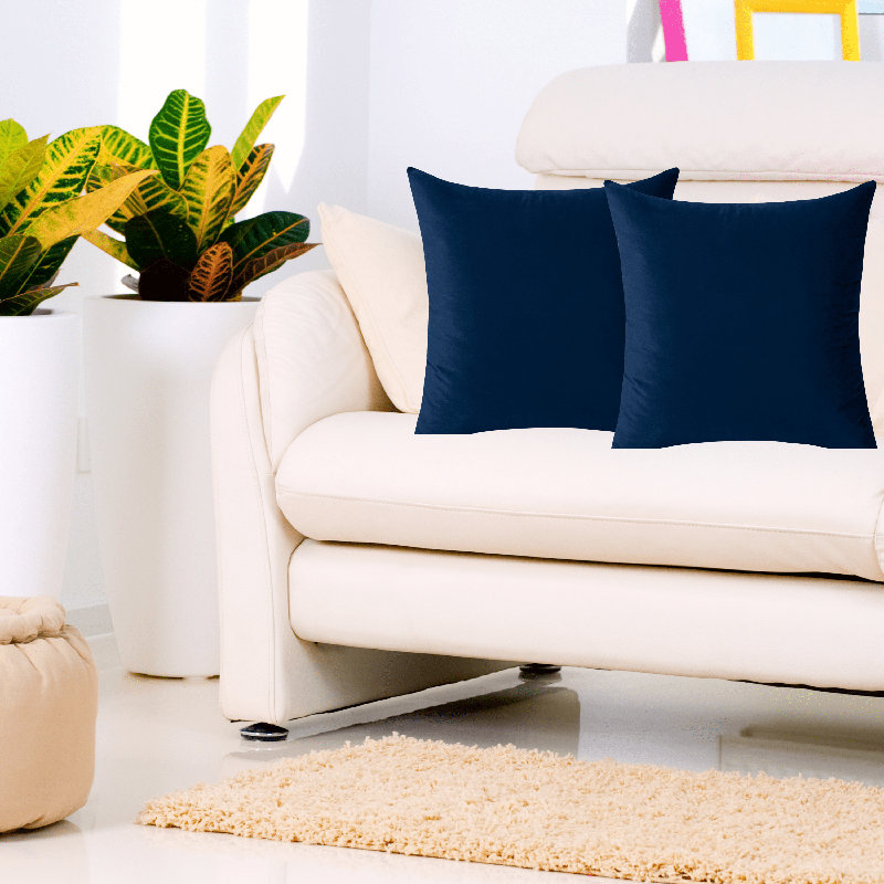 Ensemble de 2 housses de coussin en velours de couleur unie, H 20 po x l 20 po, Bleu marine