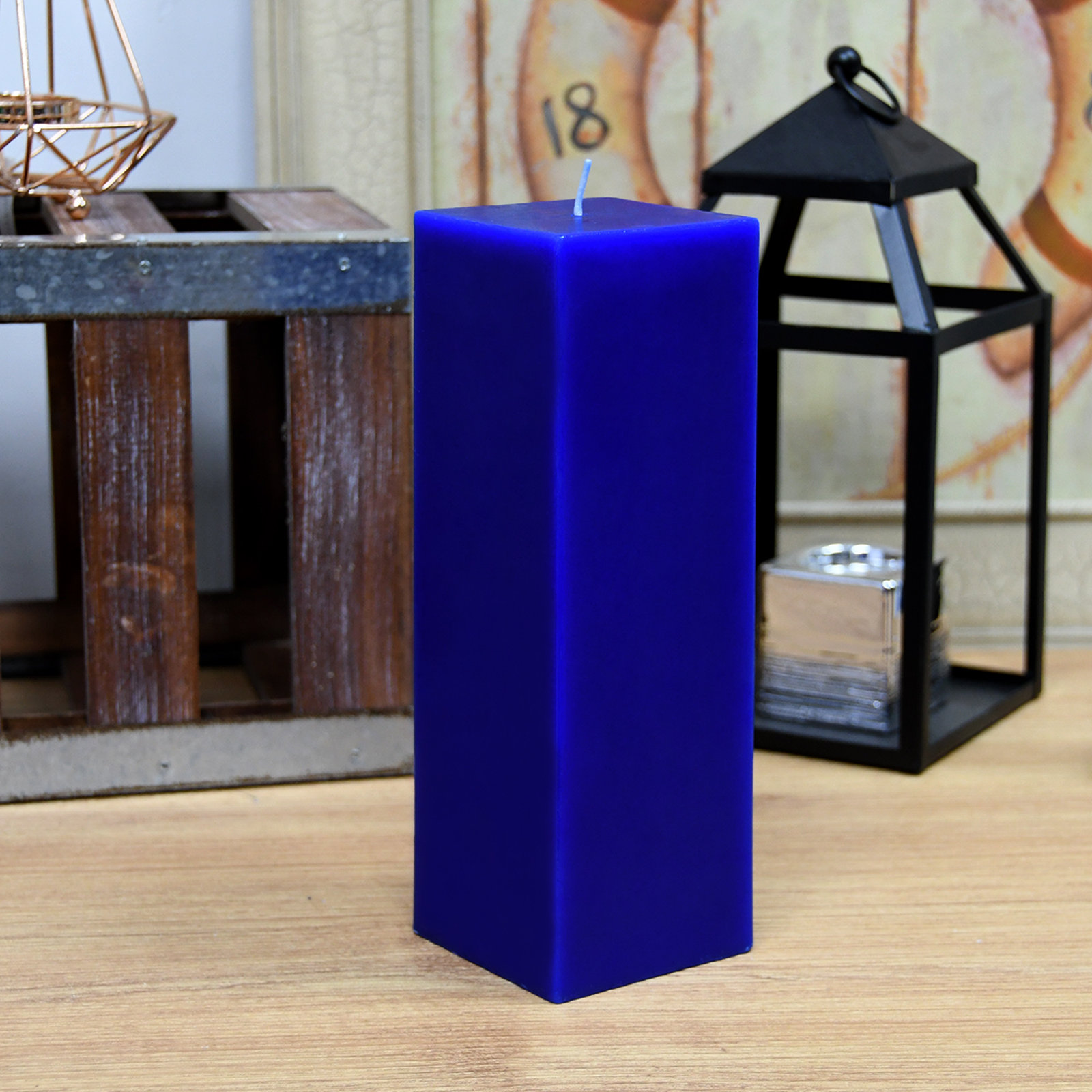 Citronella Pillar Candle, Blue, 9" H x 3" W x 3" D, 1 Candle