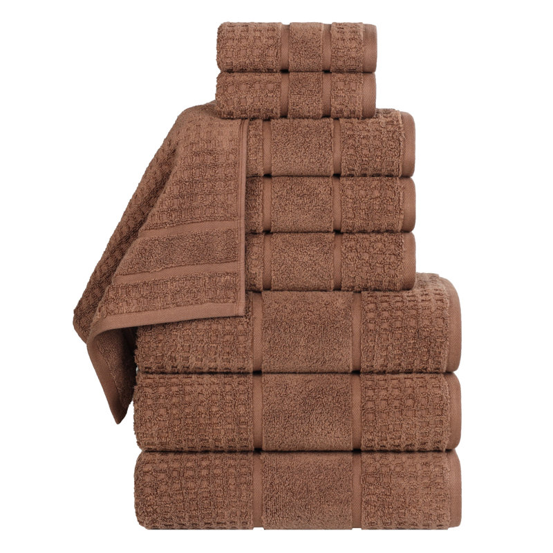  Ensemble de serviettes en coton Zero-Twist - texture gaufrée nid d'abeille - séchage rapide, Chocolat