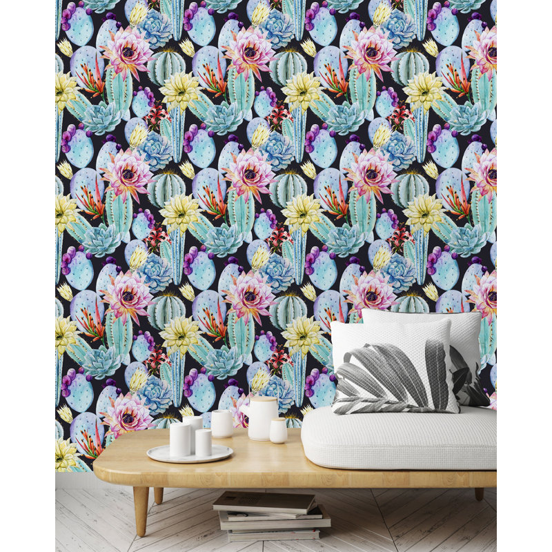 Grand rouleau de papier peint peler et coller Cactus, L 16,67 po x l 25 po