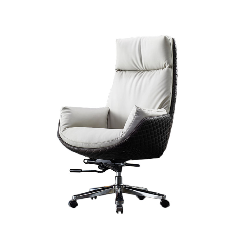 Ergonomic Office Chair With Tiltable Backrest Executive Chair with Headrest, Beige Gray