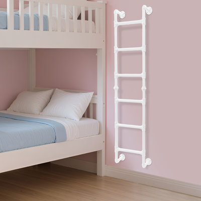 Wall-Mounted Bunk Bed Ladder,70.87 Height 6-Step Ladder High Loft Attic Step Ladders 150Kg(70.87*17.72*5.91In)