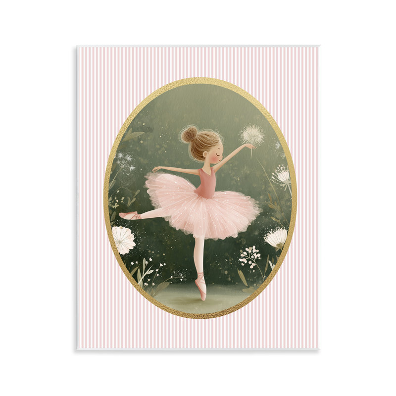 Plaque murale verte et rose avec ballerine, design par Christine Simpson Art