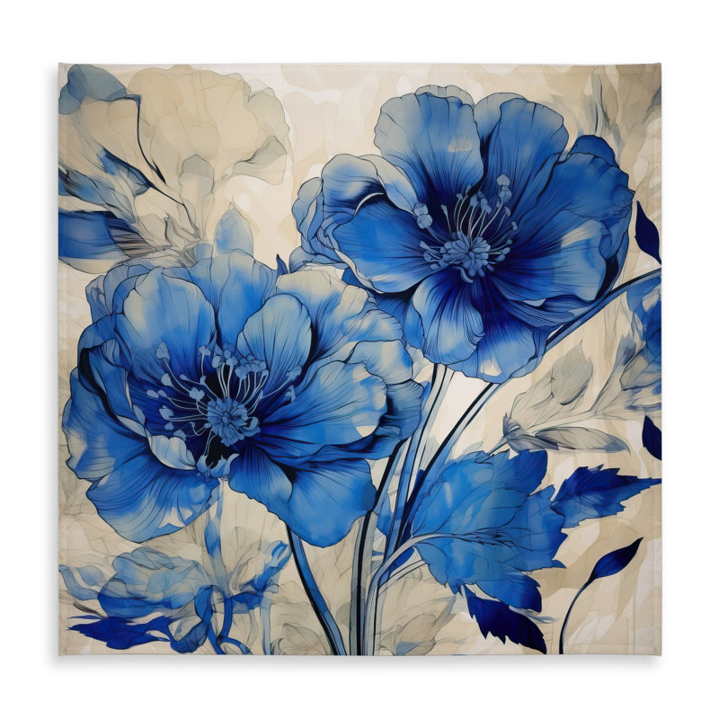 Flooded Flowers Blue Tablecloth | Indoor/Outdoor Home Decor