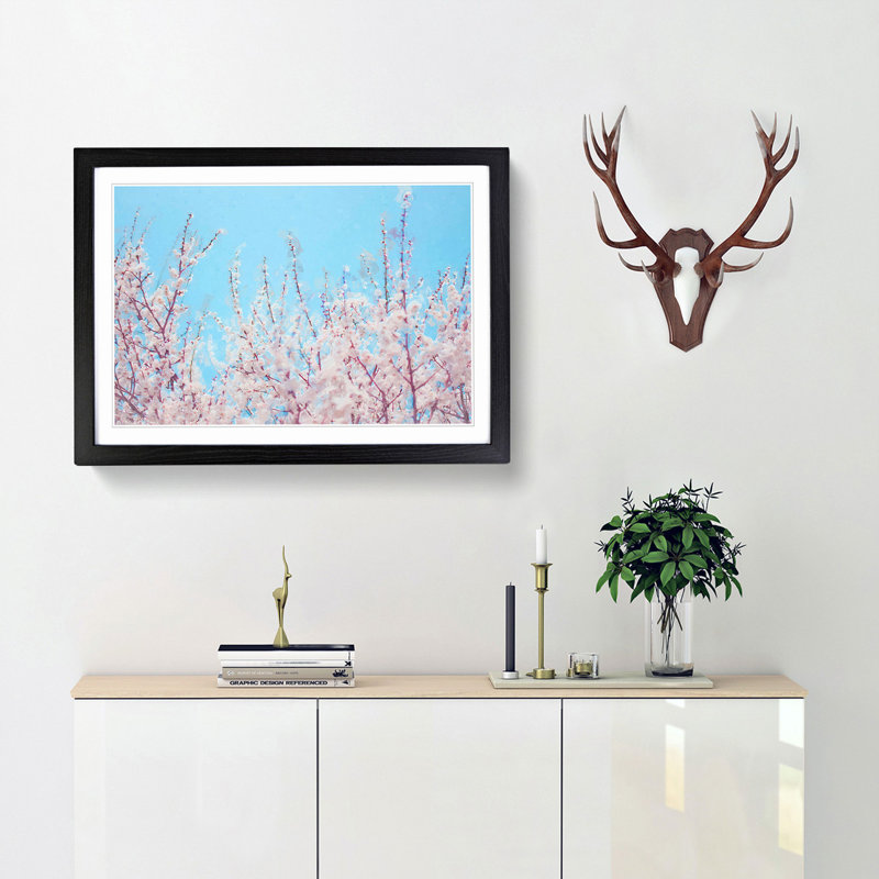 Top of the Blossom Tree in Abstract - Picture Frame Graphic Art Print, 50cm H x 76cm W x 2cm D, Black
