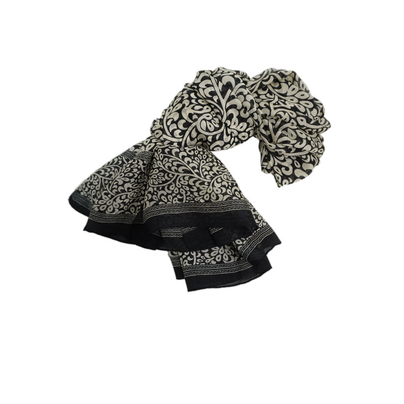 Foulard indien en soie 100% imprimé à la main