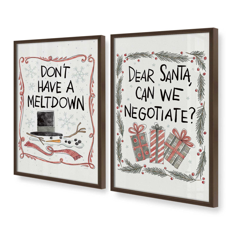 Ensemble de 2 estampes du Père Noël, 14 po x 11 po, Brun Belvinder
