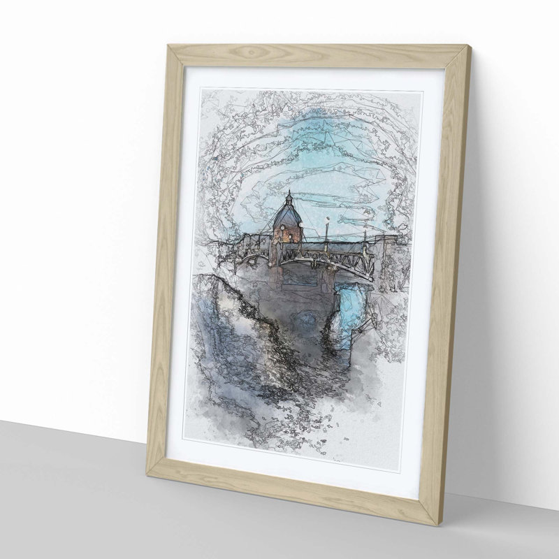 Saint-Pierre Bridge in Toulouse France in Abstract - Picture Frame Graphic Art Print, 60cm H x 40cm W x 2cm D, Oak