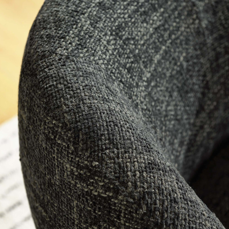 Carbon Black Chenille Fabric Swivel Barrel Chair