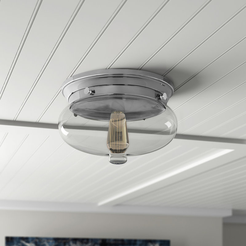 Piqua Glass Flush Mount, Polished Nickel
