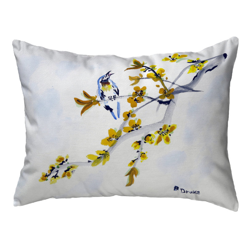 Housse de coussin rectangulaire et insert Bird and Forsythia, H 11 po x l 14 po x P 5 po