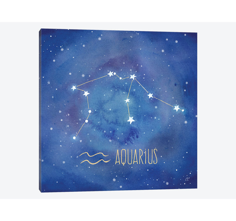 «Star Sign Aquarius», impression sur toile tendue, H 26 po x l 26 po x P 1,5 po, Toile tendue, Pas de tapis