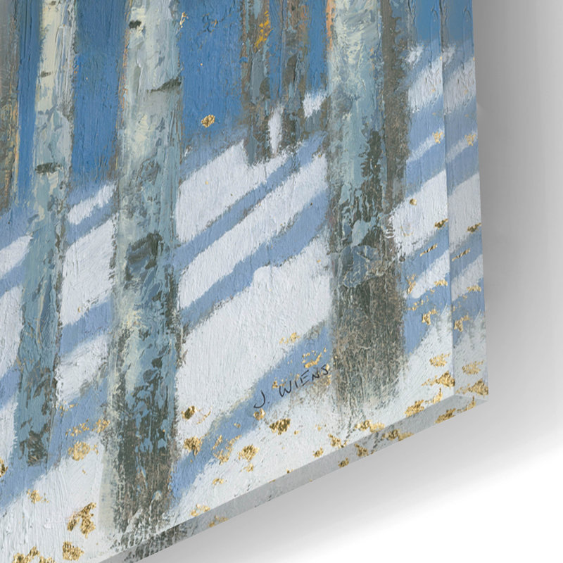 Art mural en verre épique «Shimmering Birches C» par James Wiens, 16 po x 12 po