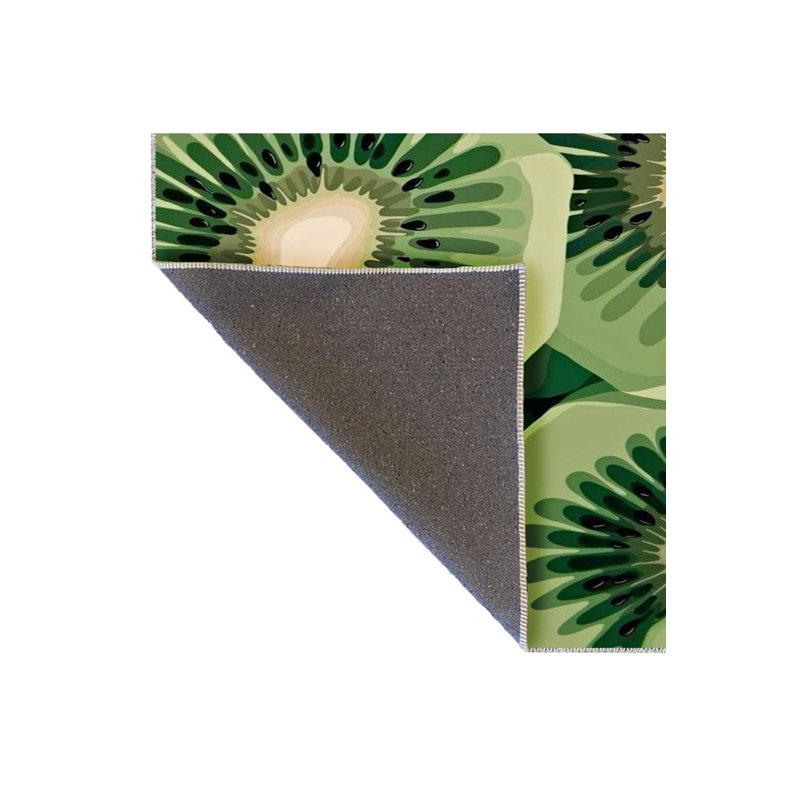 Tapis décoratif lavable à la machine à motif tissé vert Kiwi, Sous-tapis rectangulaire 5 pi 1 po x 7 pi 7 po inc