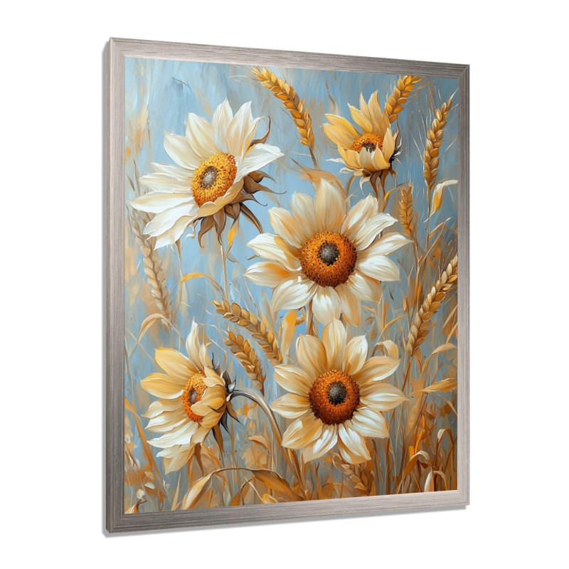 Dirrick - impressions sur toile florales, Argent argent, H 44 po x l 34 po, Reproduction encadrée d'une seule photo