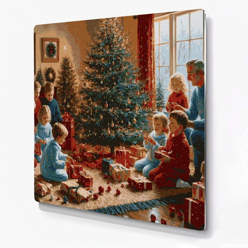 «Christmas Christmas Morning», art mural en métal brun, H 144 po x l 144 po x P 0,05 po
