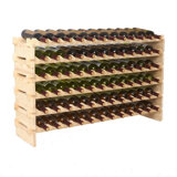 FixtureDisplays 51 X 12 X 26" Stackable Modular Wine Rack Stackable Storage Stand Display Shelves, Pine wood, (72 Bottle Capacity, 6 rows x 12) 16931