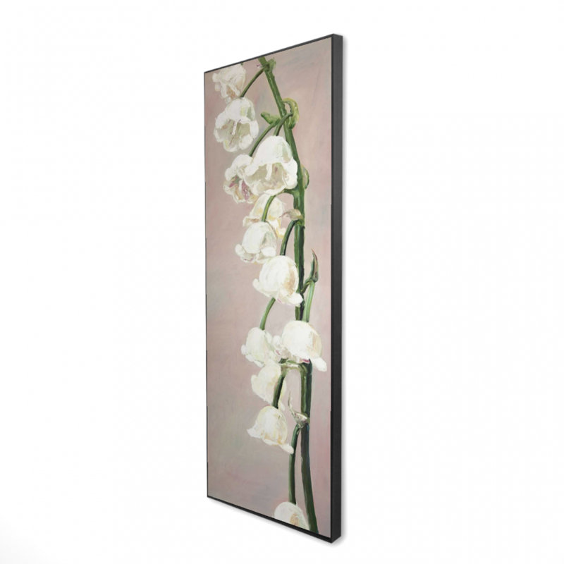Fleurs de muguet - Feuilles roses, décor sur toile encadrée