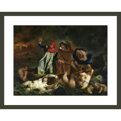 Dante (1265-1321) and Virgil (70-19 BC) in the Underworld by Eugène Delacroix -Framed Giclee Print