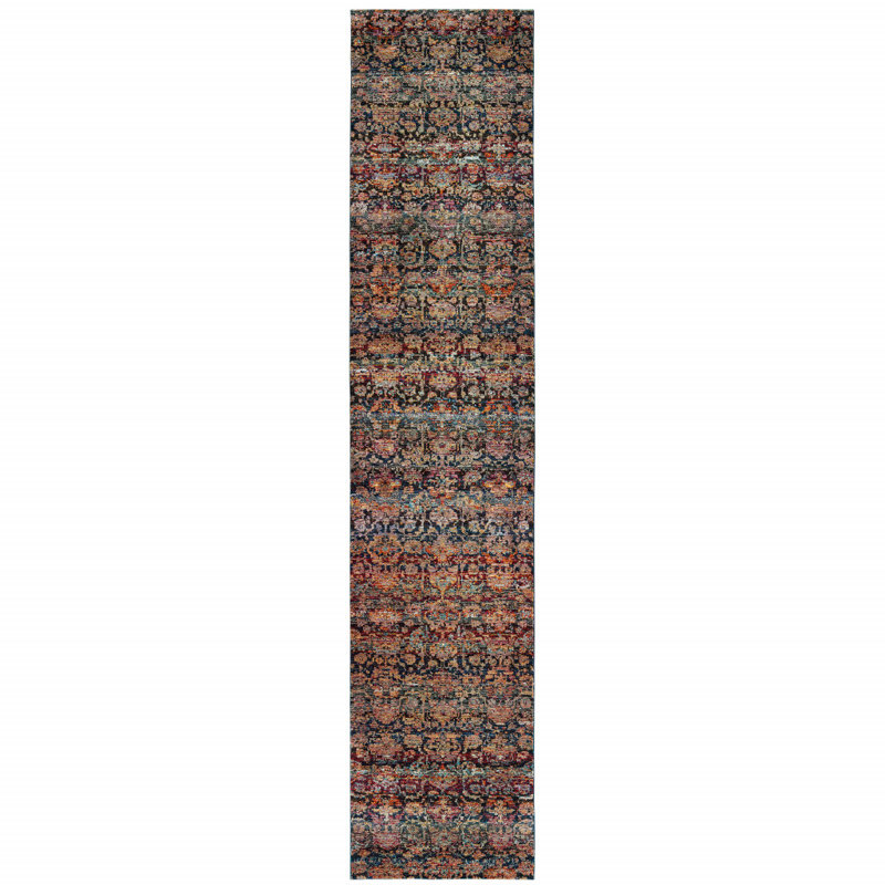 Tapis de couloir abstrait multicolore 2 pi x 10 pi résistant aux taches