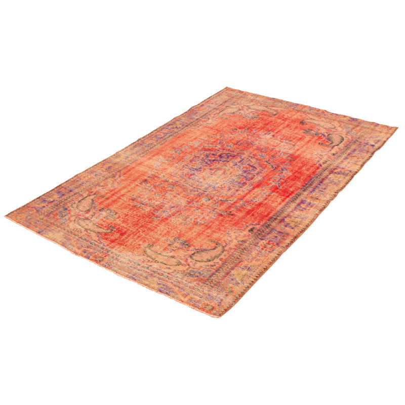 Tapis unique en laine noué à la main style années 1990 de 5 pi 10 po x 8 pi 10 po Morfudd