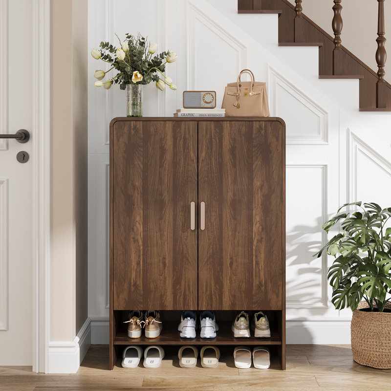 24-Pair Shoe Storage Cabinet, Walnut