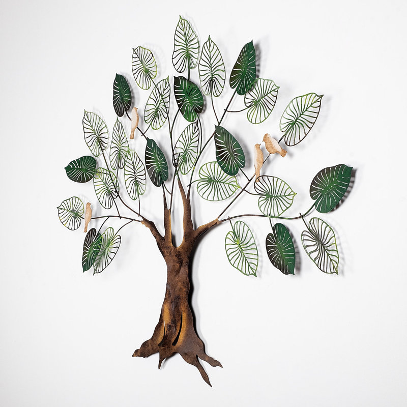 Accessoire mural en métal peint à la main Nykeemah, 46,1 po x 36,2 po | Fabrication 100% métal, épaisseur: 0,06 po | Pièce d'art unique pour la décoration intérieure, fixation murale facile, variations de couleur et de texture