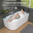 59'' W x 30'' D Freestanding Right Corner Soaking Bathtub Acrylic Stand Alone Back to Wall Alcove Tub with Overflow Glossy White
