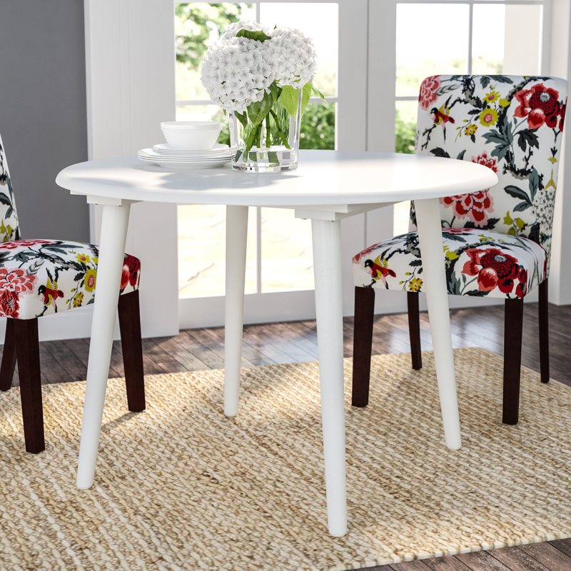 Demi-Lee Round Solid Wood Dining Table, White