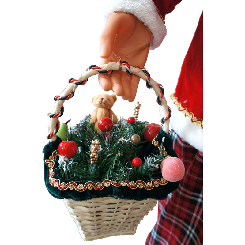 Life-Size Red and Plaid Plastic Mrs. Claus Statue