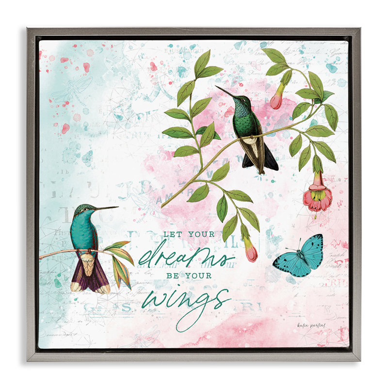  «Let Your Dreams Be Wings Floater», art mural sur toile par Katie pertiet, H 18 po x l 18 po, Cadre flottant gris lustré