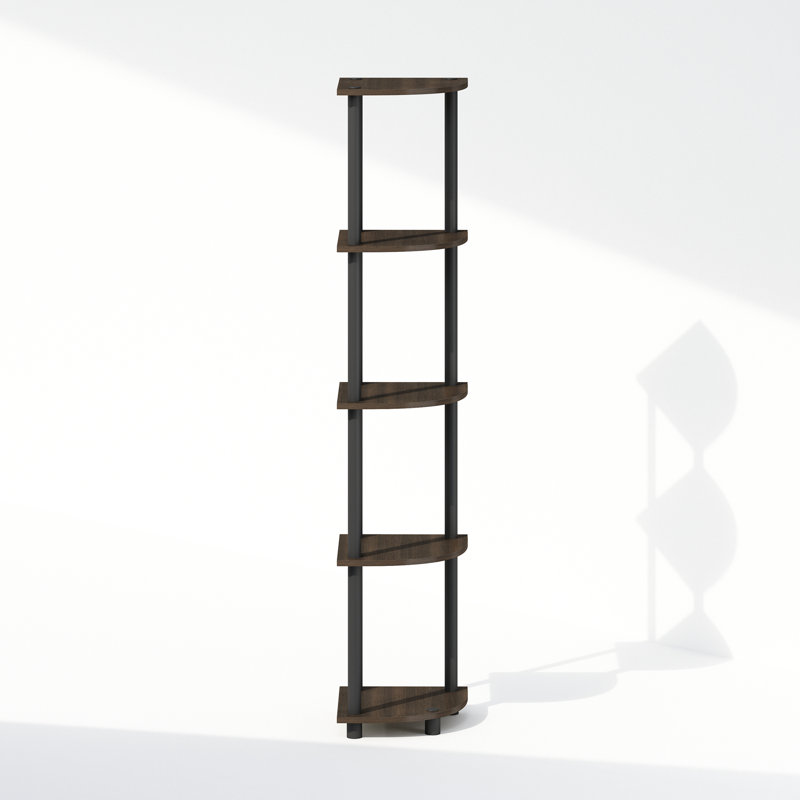 Shamblin Corner Bookcase, Dark Brown Grain/Black