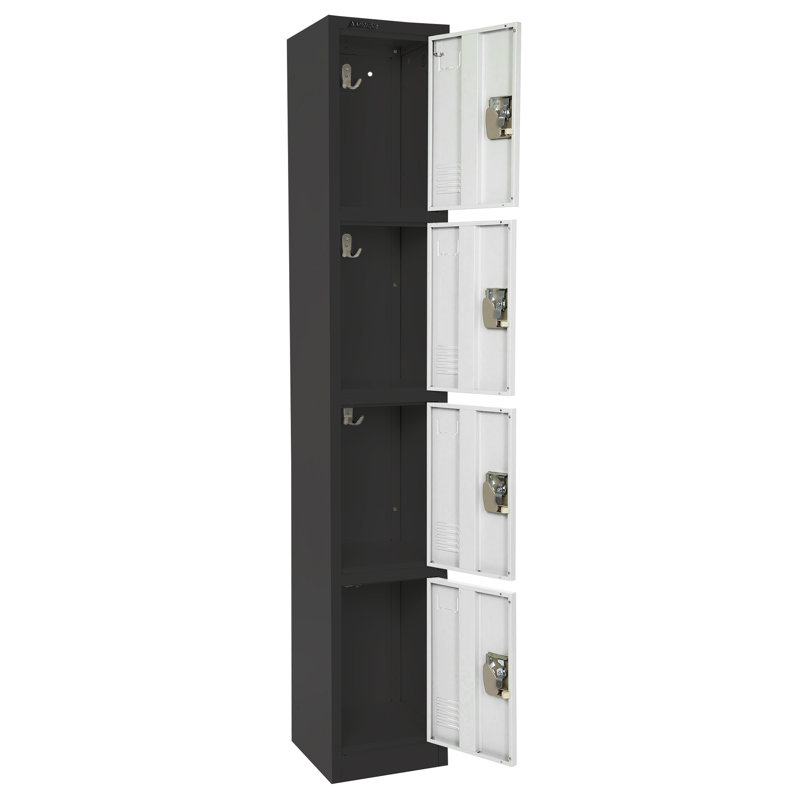 72" Black and White Steel 4-Tier Office Lockers, Set of 2