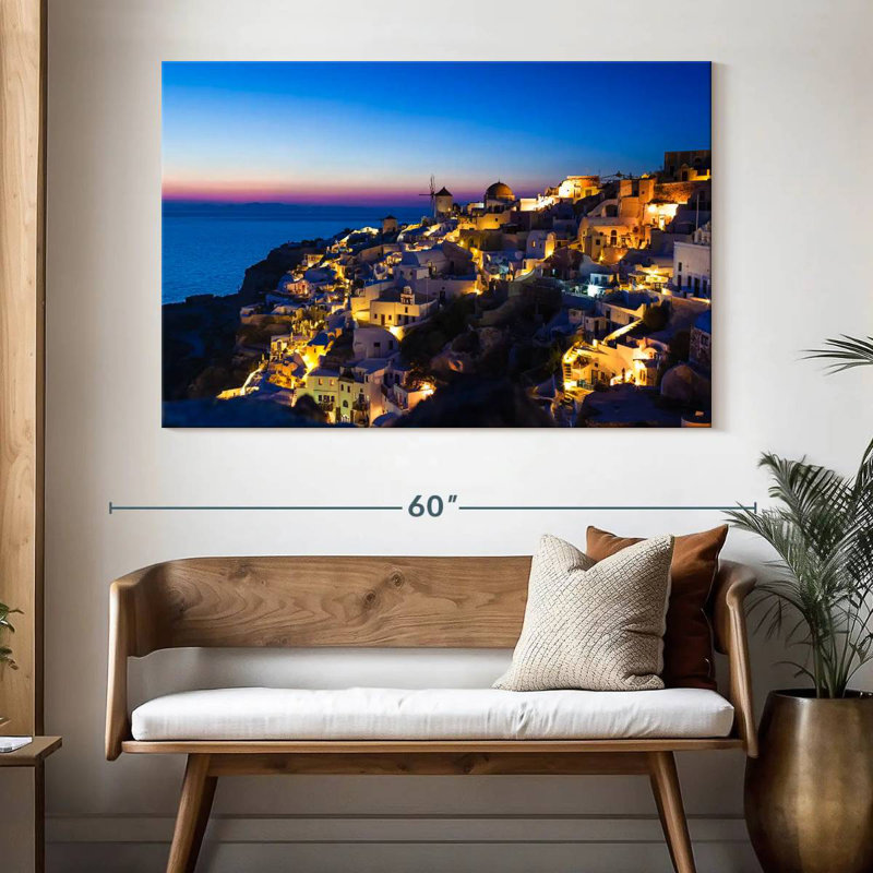 Gillard Santorini au coucher du soleil, H 34 po x l 51 po