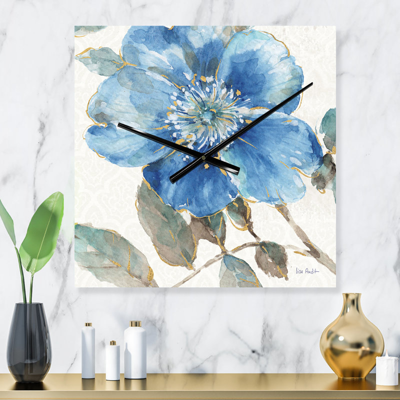 Indigold Watercolor Flower I - Horloge murale traditionnelle, Très grand
