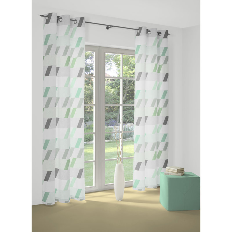 Lopez Room Darkening Curtain, Light green/Light grey/Grey, 132cm Width x 225cm Drop