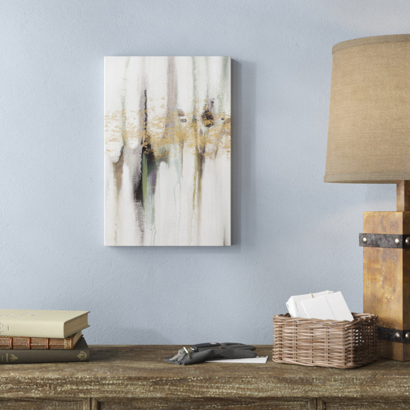 «FaIIing Gold Leaf I», peinture sur toile, H 18 po x l 12 po