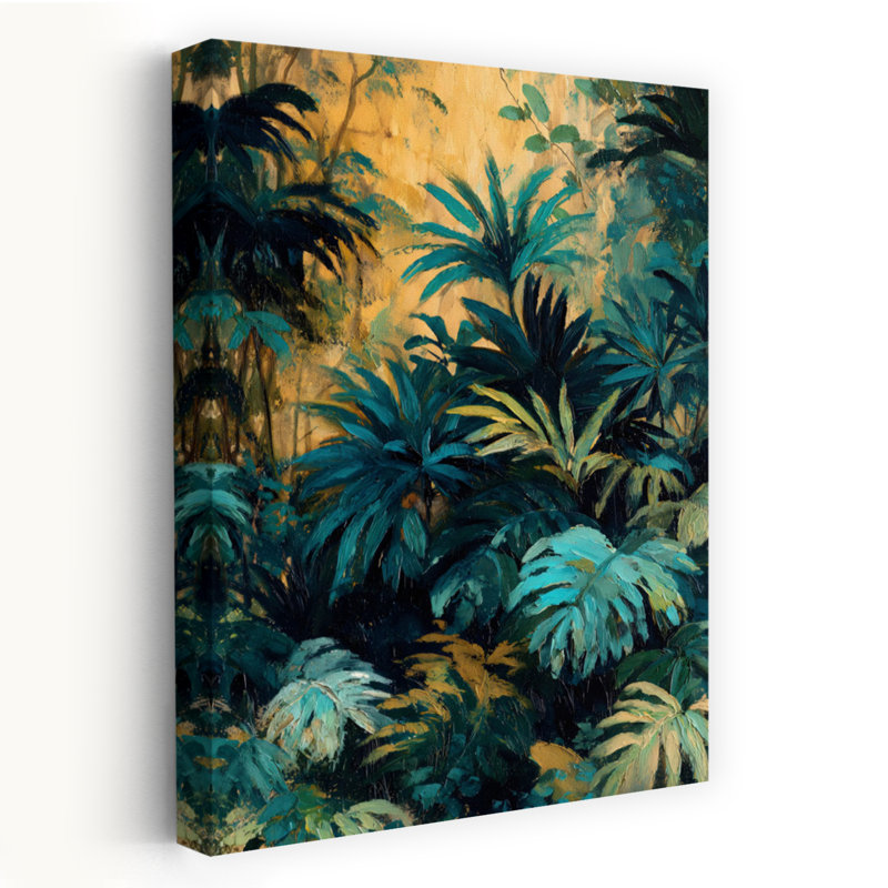 «Dark Tropical Leaves V», reproduction d'art mural abstrait contemporain, 18" H x 12" W