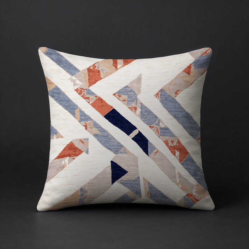 Coussin décoratif intérieur et extérieur Modern, Beige abstrait 4, Carré 16 po