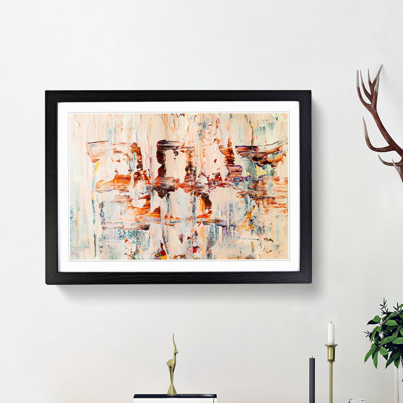 Abstract Art Painting Vol.355 by S.Johnson - Picture Frame Painting Print, 48cm H x 65cm W x 2cm D, Black Framed