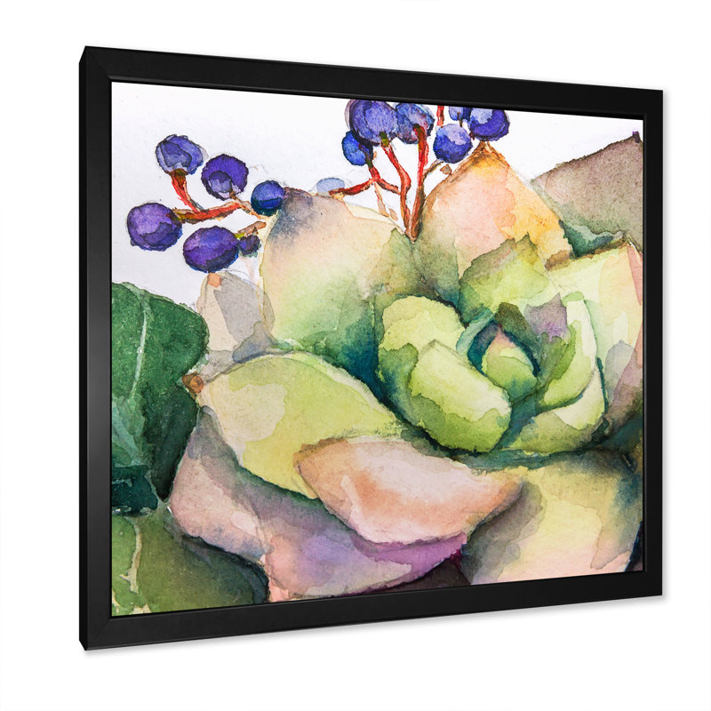 Peinture de fleurs succulentes III - sur, Impression noire sur toile encadrée, H 16 po x l 16 po x P 1 po