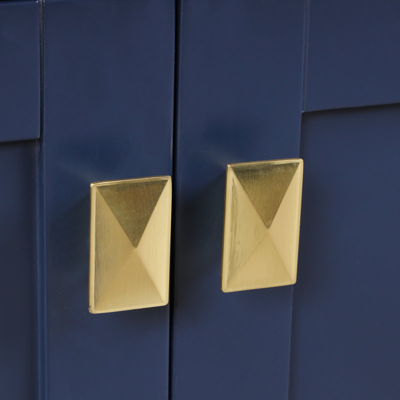 Meuble-lavabo double 60 po avec plateau en marbre de Carrare et miroir Gamali, Bleu